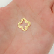 15mm Gold-plated Sterling Silver Brushed Flower Connector